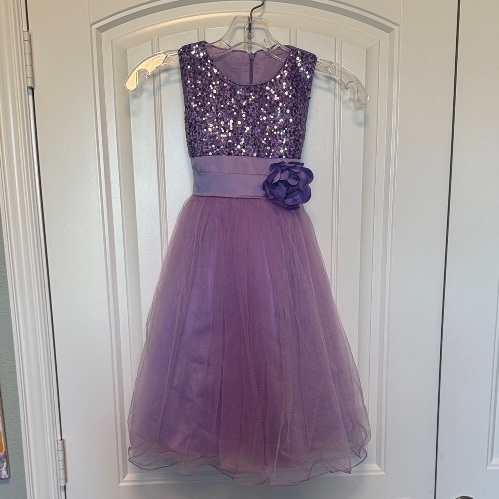 Lavender Purple Sequin Girls Formal Dress Sz 140